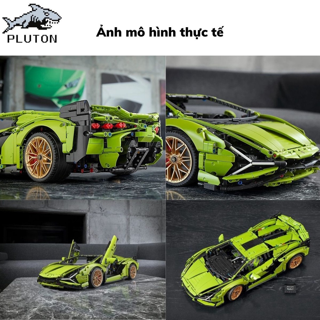 Mô hình lắp ráp siêu xe technic Lambo Sian FKP 37 Mô hình technic tỉ lệ 1:8 với 3696 PCS bảo hành bởi Plut