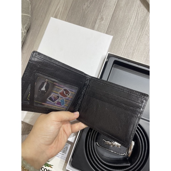 Combo ví và thắt lưng nam hàng hiệu cao cấp da cá sấu lacoste