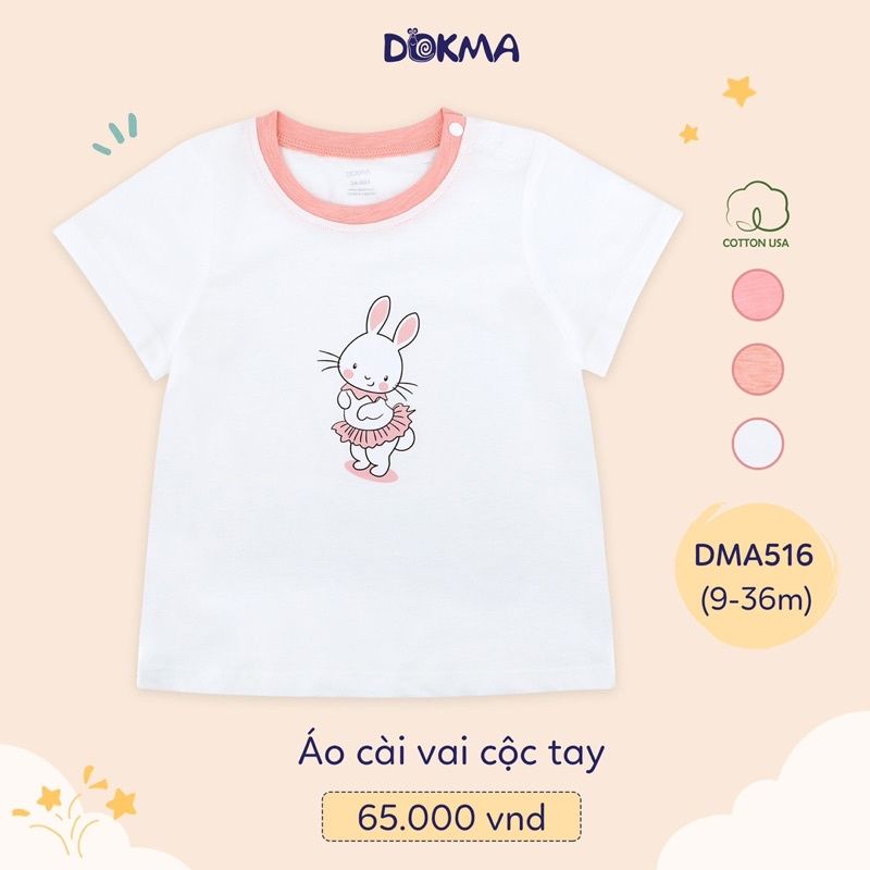 Áo cộc tay cài vai bé trai, bé gái Dokma 9-36M mã DMA516, DMA518
