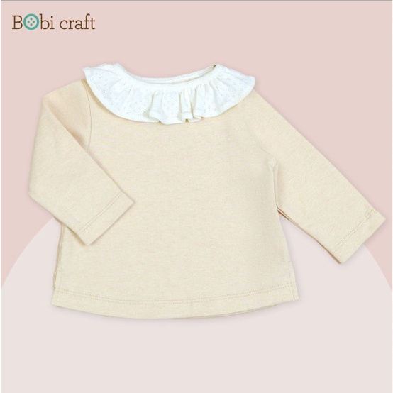 Quần áo trẻ em Bobicraft - Áo thun bé gái cổ bèo - Cotton hữu cơ organic an toàn