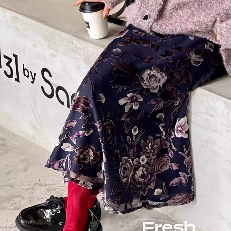 Vải nhung the tơ tằm ép hoa