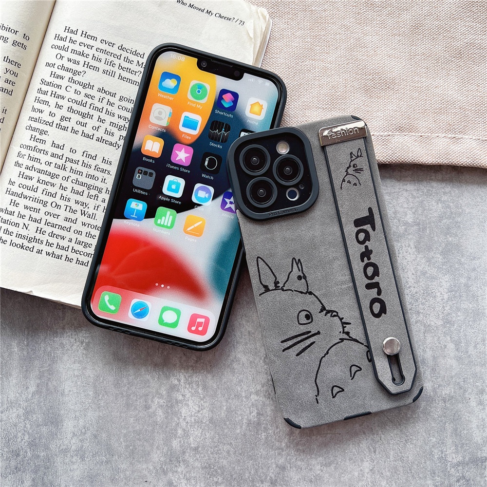 Ốp Điện Thoại tpu + Da Hình TOTORO Dễ Thương Cho iPhone 11 pro Max 12 pro Max 12 13 pro Max 14Pro Max 14PLUS
