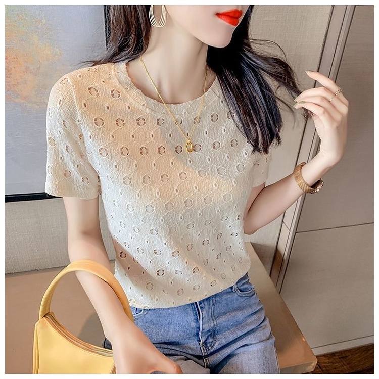 Áo Thun Nữ Ngắn Tay Cổ Tròn Thời Trang Hàn