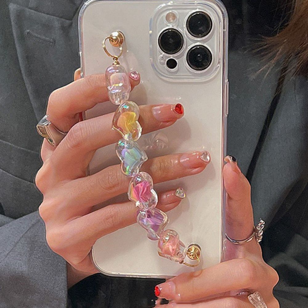 Ốp Điện Thoại TPU Mềm Trong Suốt Màu Kẹo Có Dây Đeo Tay Cho IPhone 14 13 12 11 Pro Max X Xs XR 8 7 Plus