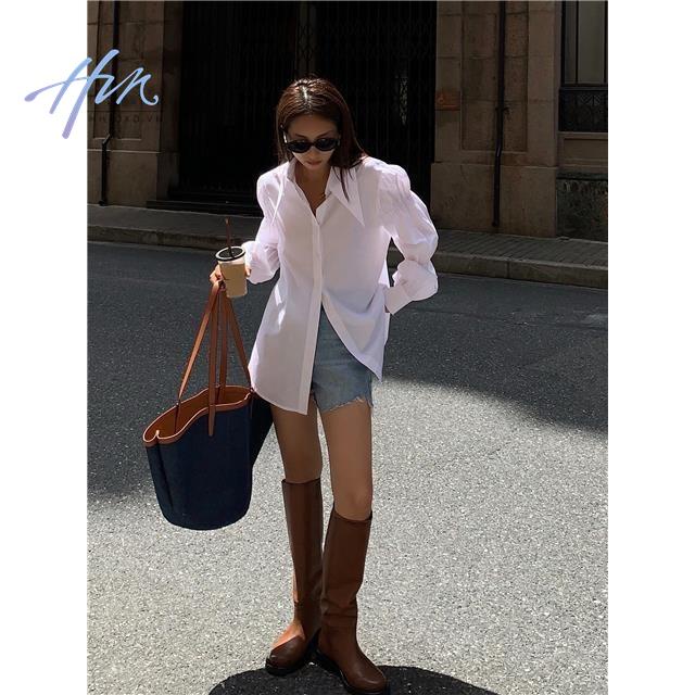 Áo Sơ Mi Trắng Tay Dài Dáng Rộng Phong Cách Cổ Điển Thời Trang Mùa Thu Mới 2023 Dành Cho Bạn Nữ