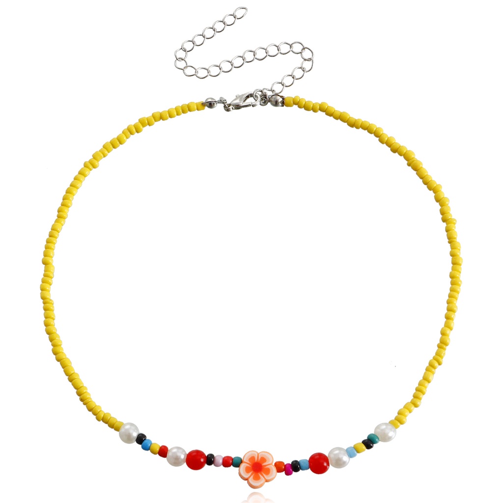 Vòng Cổ Hạt Đất Sét Polymer Màu Sắc Tương Phản Phong Cách Bohemian Dành Cho Nữ