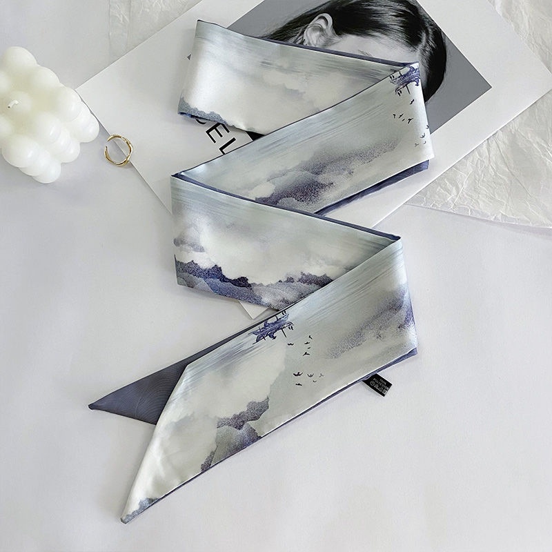 Khăn Quàng Cổ Lụa In Họa Tiết Nghệ Thuật 160cm