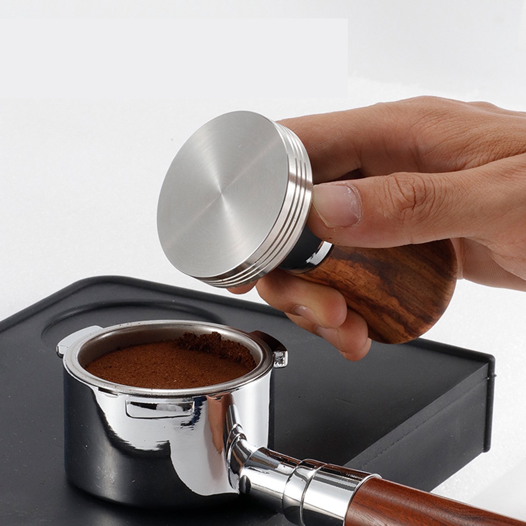 Shamjina 53/58mm Máy ép bột cà phê gỗ đào phổ điền báo chí phẳng bột thiết bị thép không gỉ 304 bột cà phê điền báo chí