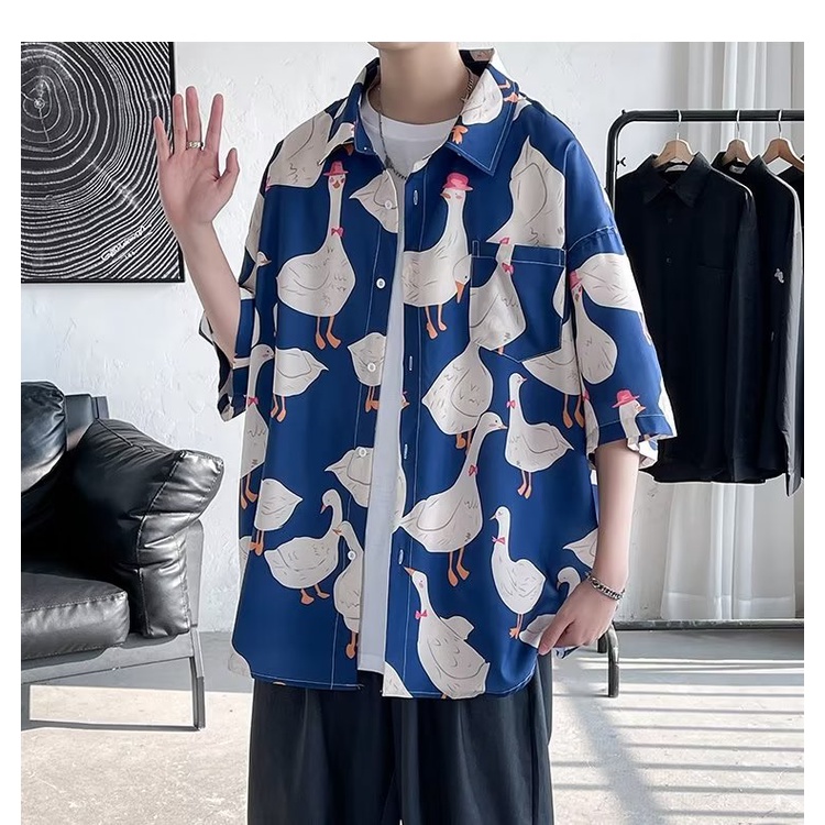 Áo Sơ Mi Lụa Lạnh Cao Cấp Tay Ngắn Phong Cách Hong Kong Thời Trang Mùa Hè Hàng Mới Dành Cho Nam Nữ