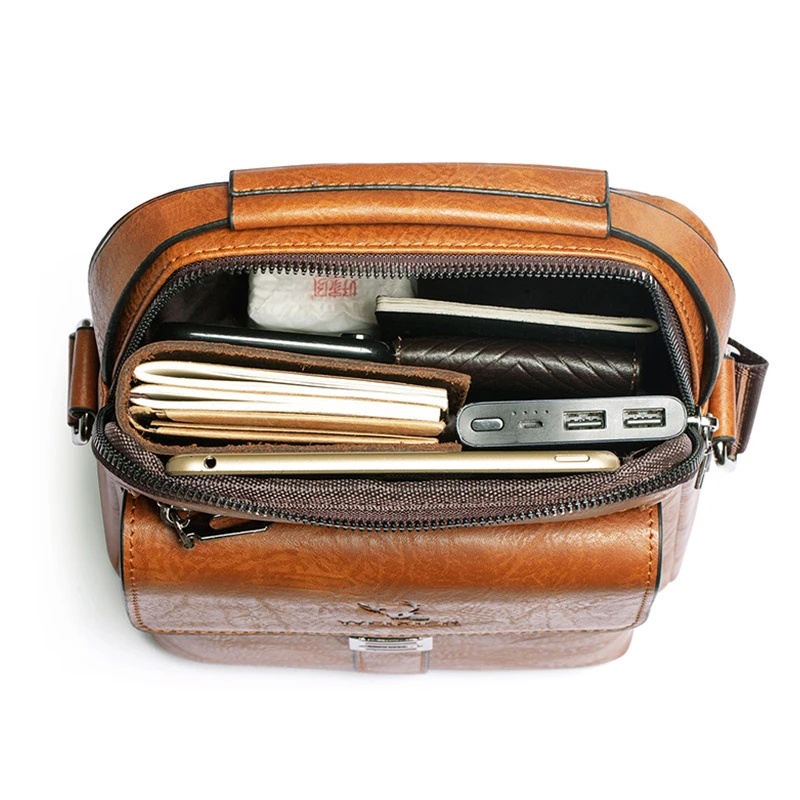 Túi Da PU Đeo Chéo Sức Chứa Lớn Thời Trang Cho Nam