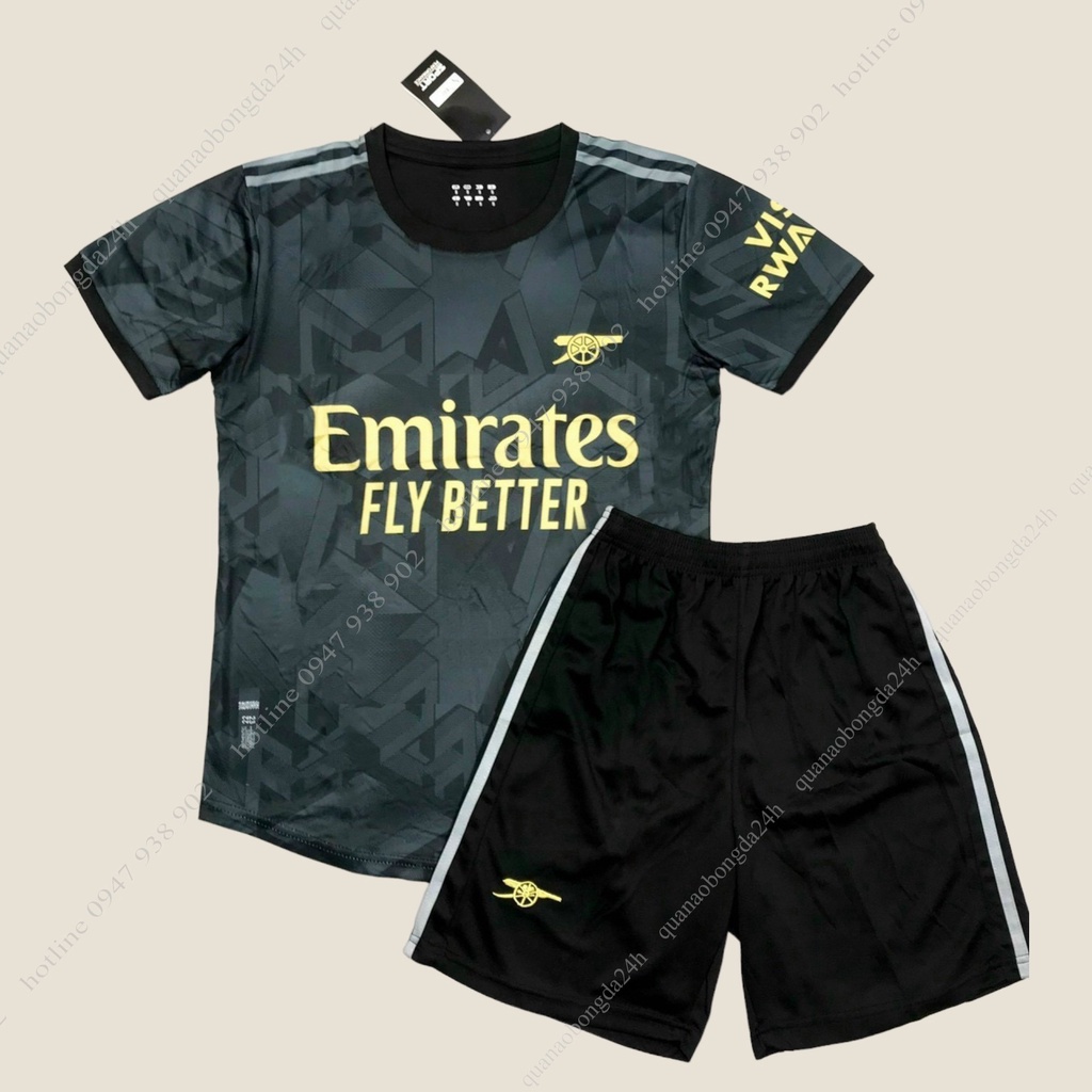 Bộ quần áo đá banh vải thun CLB Arsenal màu đen_ Hàng thun siêu đẹp