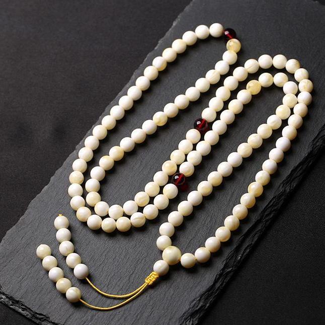 Chuỗi 108 Hạt Đá Tự Nhiên Màu Hổ Phách Tự Nhiên Dùng Làm Vòng Tay / Dây Chuyền