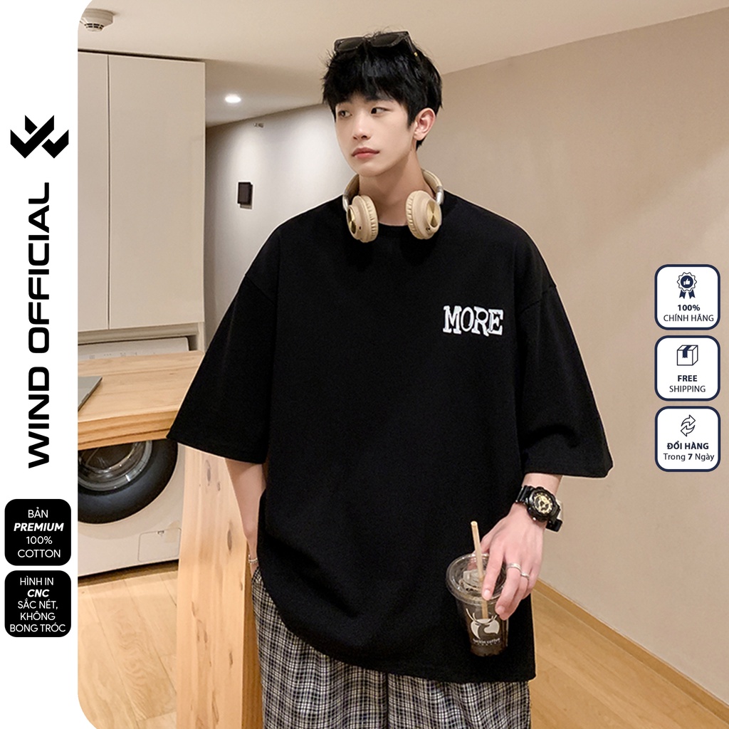 Áo thun tay lỡ form rộng WIND phông unisex MORE 65% cotton thời trang nam nữ oversize