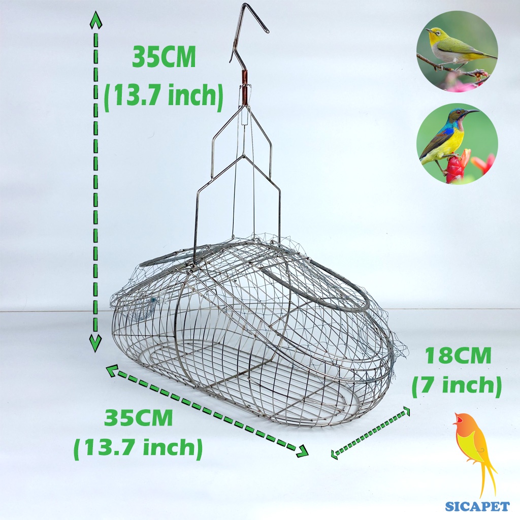 Lồng bẫy chim chào mào - chích chòe, Lồng bẫy chim khuyên, Bẫy chào mào chất liệu INOX không rỉ SICAPET