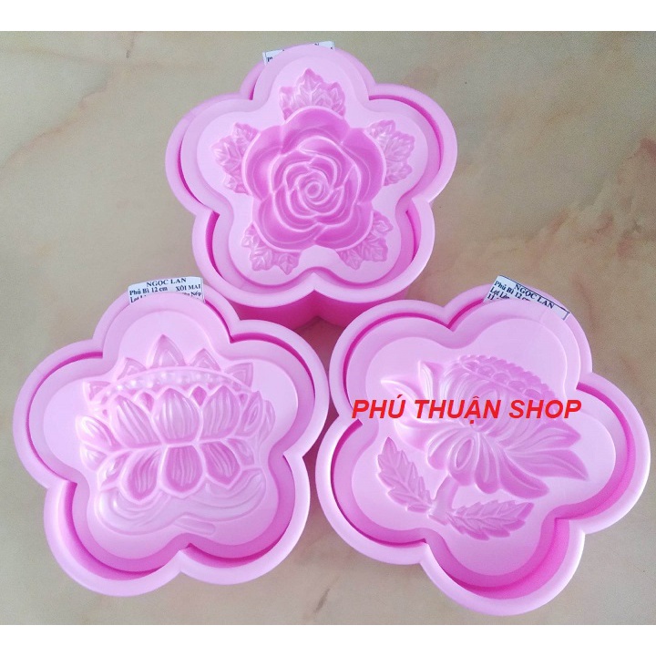 Khuôn Xôi bông mai 12 cm hình hoa sen, hoa hồng, hoa cúc