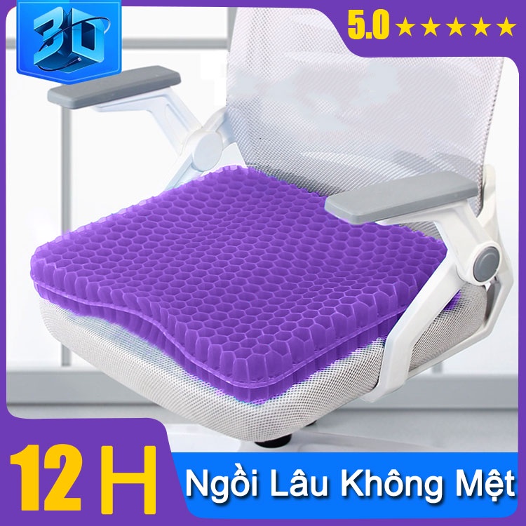 3d Đệm ngồi thoáng khí mông chống đau mỏi silicon cao cấp ghế ngồi văn phòng- 2 Lớp Đệm Gel Tổ Ong Lót Ghế Trên Ô Tô