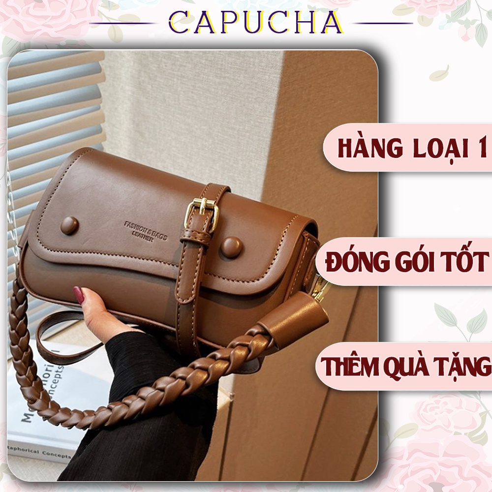 Túi xách nữ đeo chéo dáng yên ngựa quai sam cực đẹp chất da cao cấp Capucha T265