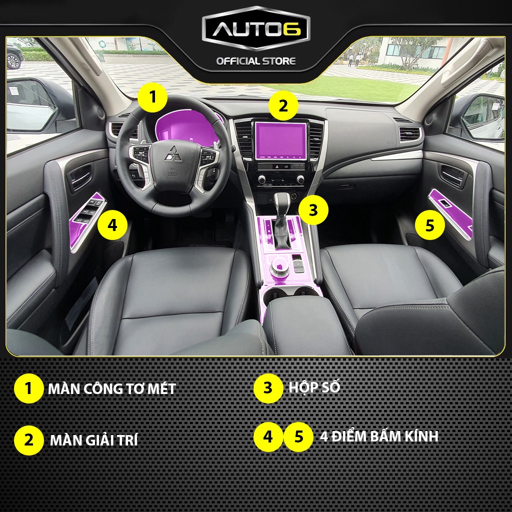MITSUBISHI PAJERO 2020-2023: Phim PPF bảo vệ FULL BỘ nội thất  - AUTO6 - chống xước, che phủ các vết xước cũ
