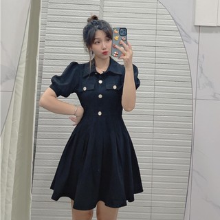B113 - ĐẦM GIẢ TÚI NGỰC TAY PHỒNG (Có bigsize)
