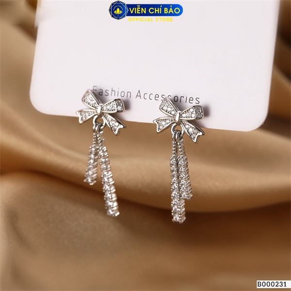 Bông tai nơ dài sang chảnh chất liệu bạc Thái 925 thời trang phụ kiện trang sức nữ Viễn Chí Bảo B000231