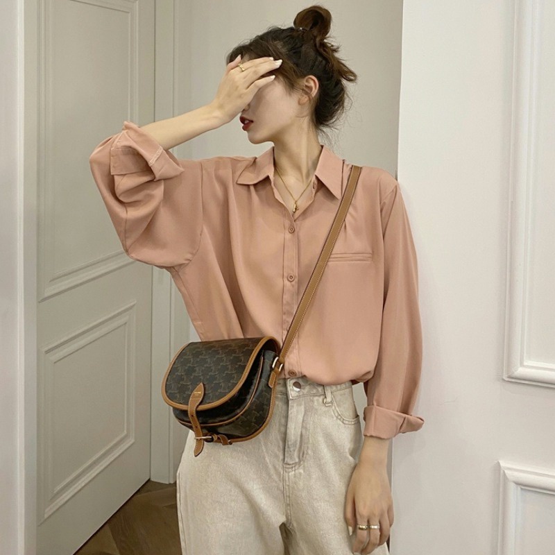 Áo sơ mi SUXI tay dài dáng rộng phong cách Hàn Quốc thời trang mùa xuân cho nữ