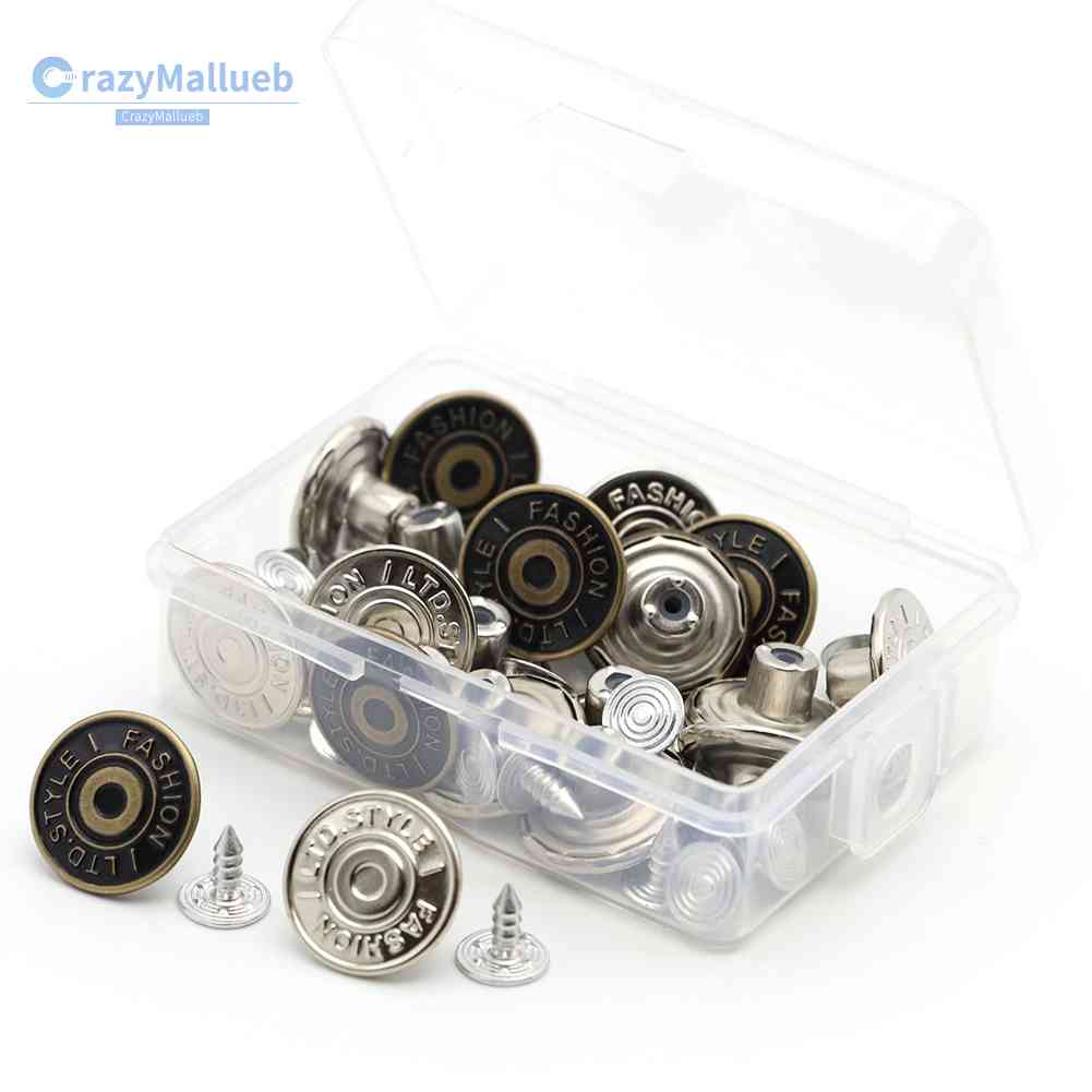 Bộ 20 Nút Kim Loại 17mm Chuyên Dụng Cho Quần Jean