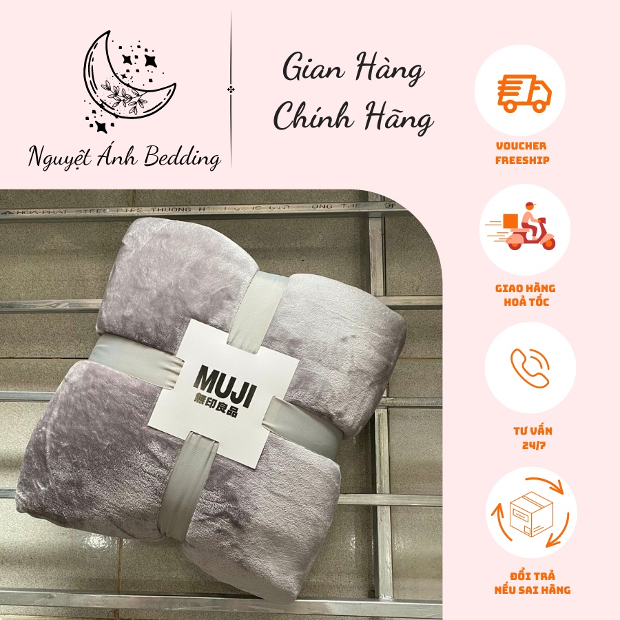 (Hàng sẵn kho)  Chăn lông tuyết MUJI xuất Nhật đủ màu 1,8kg - Hàng loại 1 - Màu Tím hồng