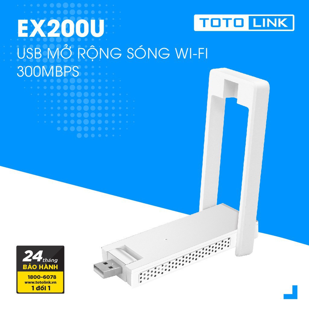 Bộ kích sóng Wi-Fi nguồn USB TotoLink EX200U - Hãng Phân Phối Chính Thức