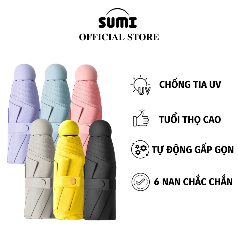 Ô Gấp Gọn SUMI Che Mưa Mini Bỏ Túi Chống Thấm Chông UV Cực Tốt