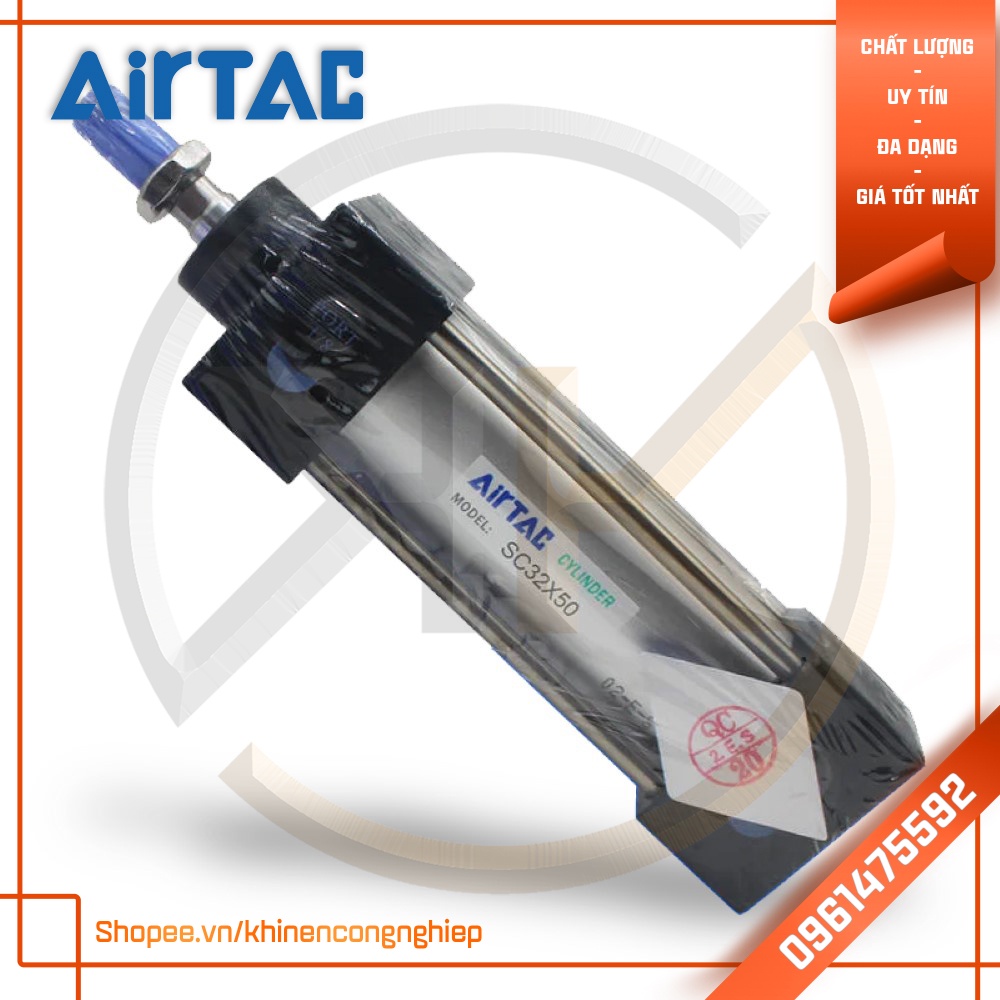 Xi Lanh Khí Nén Đế Vuông AirTAC SC32 x 25,50,75,100,125,150,175,200,250,300,350