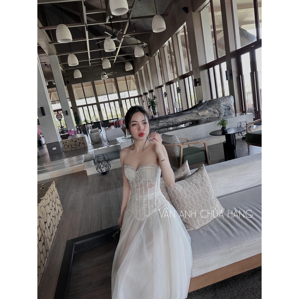 Set áo quây ống, chân váy ren dài ASHLEY