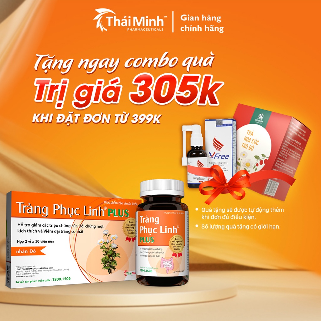Tràng Phục Linh PLUS Thái Minh - Hỗ trợ Hội Chứng Ruột Kích Thích - Hộp 20 Viên & Lọ 80 Viên