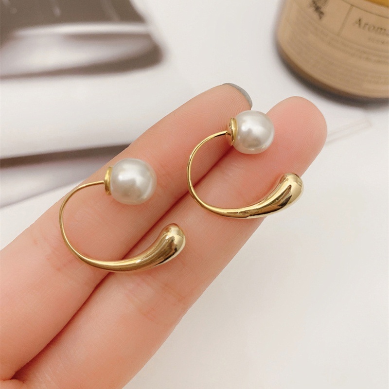 Bông Tai Đính Ngọc Trai Bằng Hợp Kim Chất Lượng Cao Phong Cách Pháp Thanh Lịch Cho Nữ