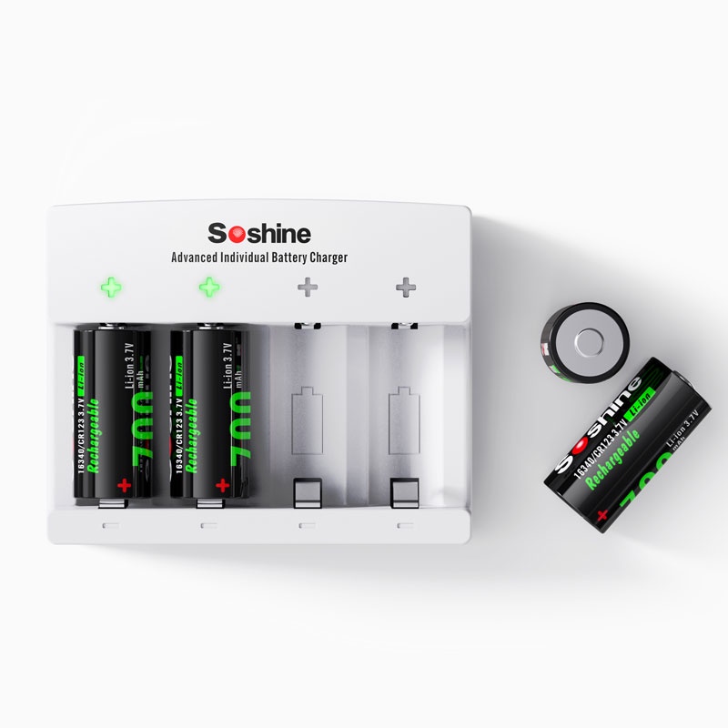 Bộ Sạc Pin Soshine RCR123A S4-16340 3.7V 4 Cổng USB
