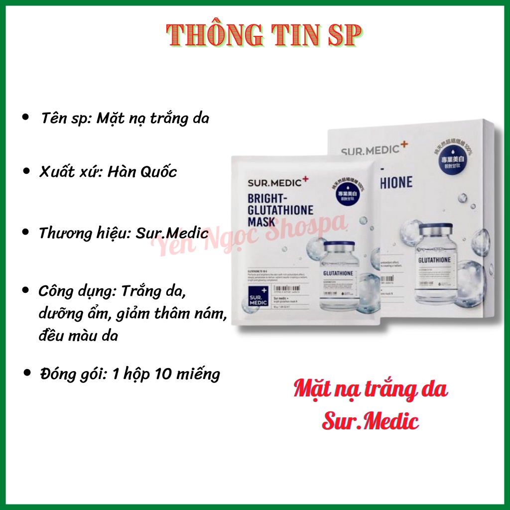 1 miếng Mặt nạ truyền trắng Sur.Medic | Mặt nạ trắng da Glutathione