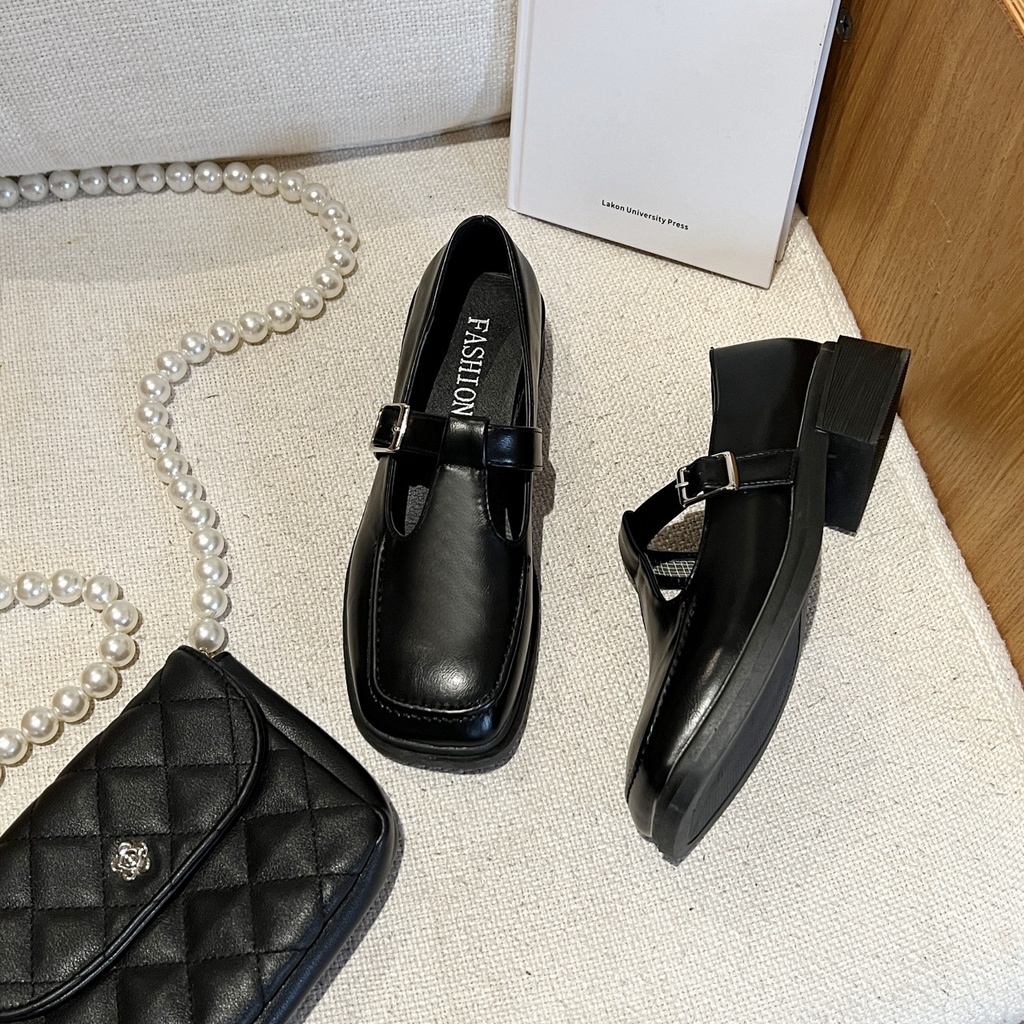 OPAL Thời trang giày cao gót thấp phong cách Anh 2023 dành cho phụ nữ