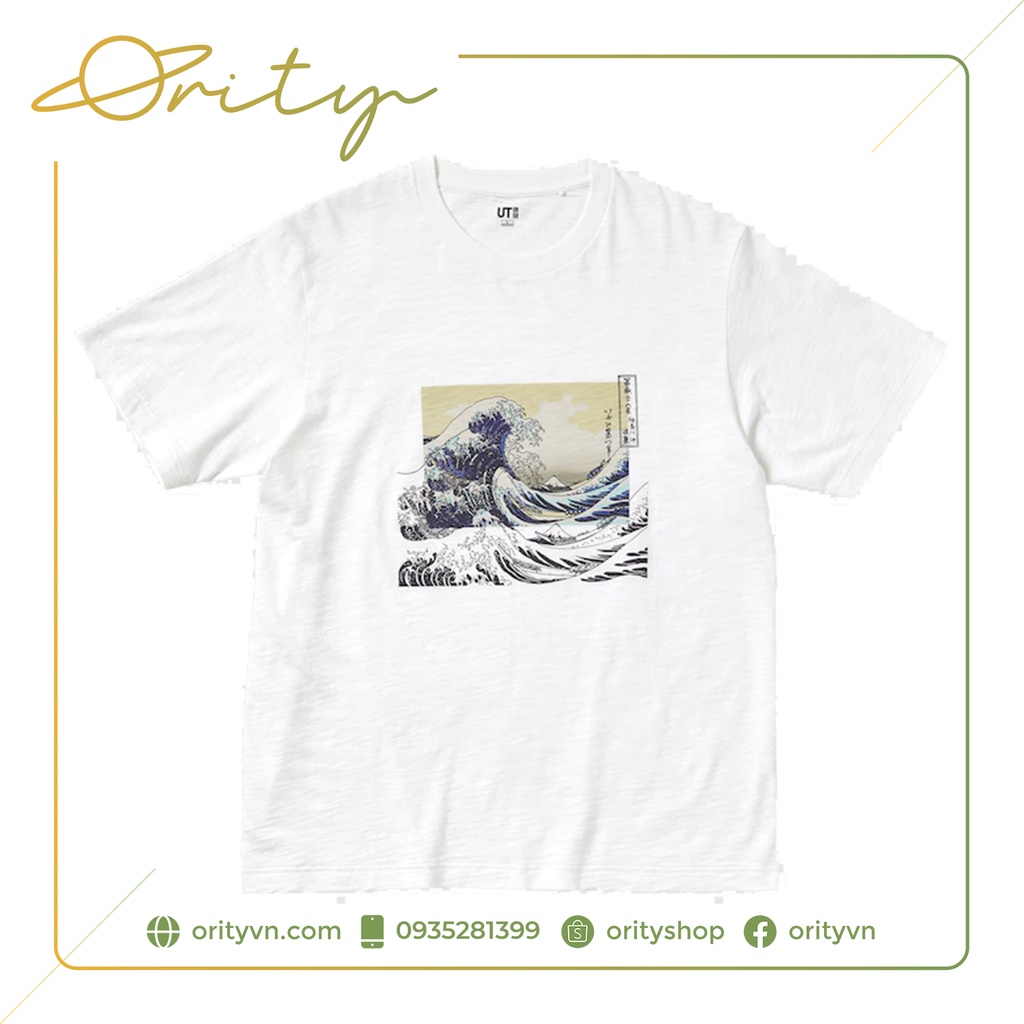 Áo thun in họa tiết Unilo T-Shirt - Mẫu Sóng biển Nhật (Trắng)