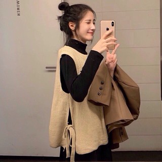 ORDER - Áo len gile thắt nơ hông - 3 màu
