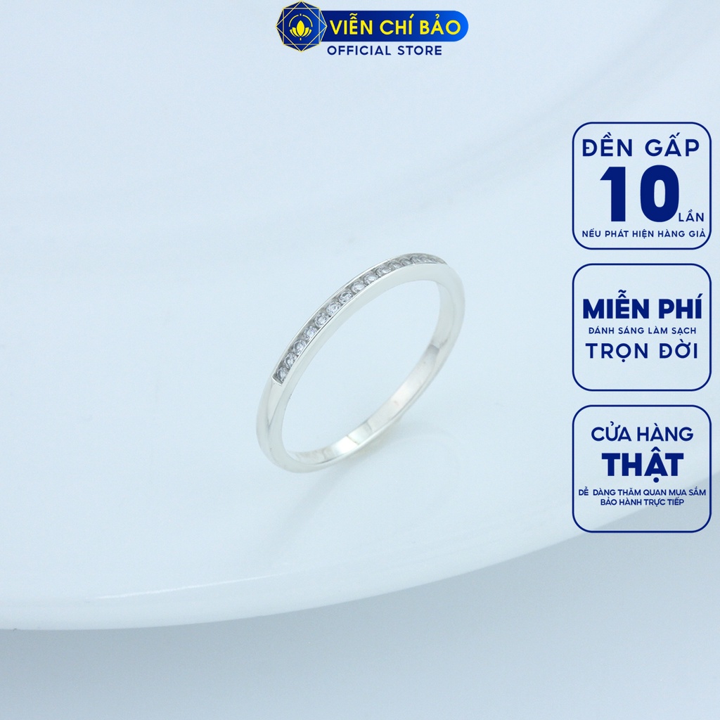 Nhẫn bạc nữ một hàng đá chất liệu bạc 925 thời trang phụ kiện trang sức nữ Viễn Chí Bảo N400347