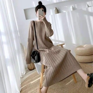 [ORDER] Váy len gân suông dáng dài phong cách Hàn Quốc Bigsize S-3XL ( Ảnh thật cuối )