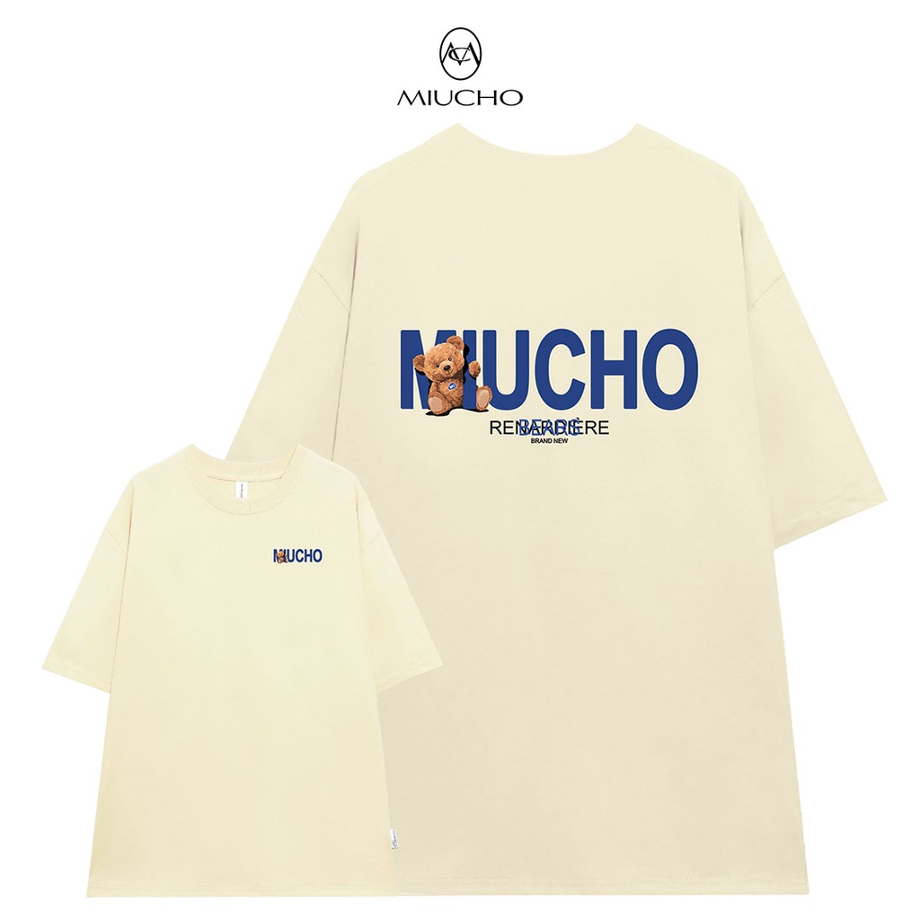 Áo thun unisex form rộng AT355 Miucho basic tee tay lỡ dành cho nam nữ in basic