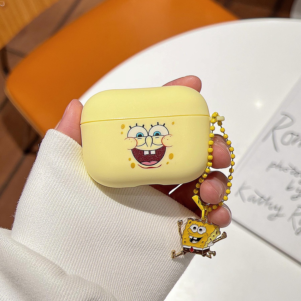 Vỏ Bảo Vệ Hộp Sạc Tai nghe không dây AirPods 1 2 3 2021 Pro2 2022 Bằng Silicon Tpu Mềm Hình Spongebob Vui Nhộn