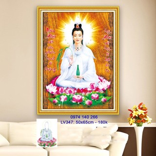 Tranh đính đá phật quan âm KT:50x65cm,tranh chưa đính đá và chưa khung