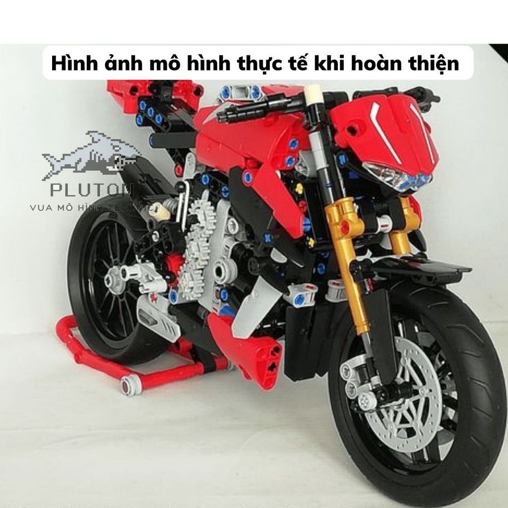 Mô hình lắp ráp xe máy V4SP-672006 Mô hình technic tỉ lệ 1:10 với 981 PCS cung cấp bảo hành bởi Pluton