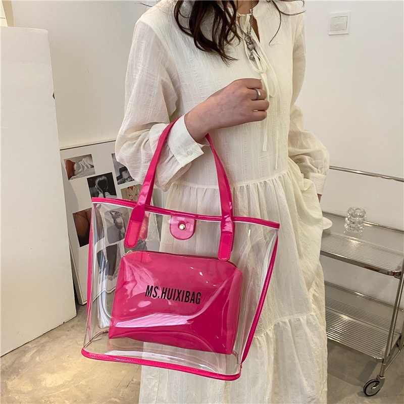 Sét 2 túi trong suốt thời trang ( 4 màu )