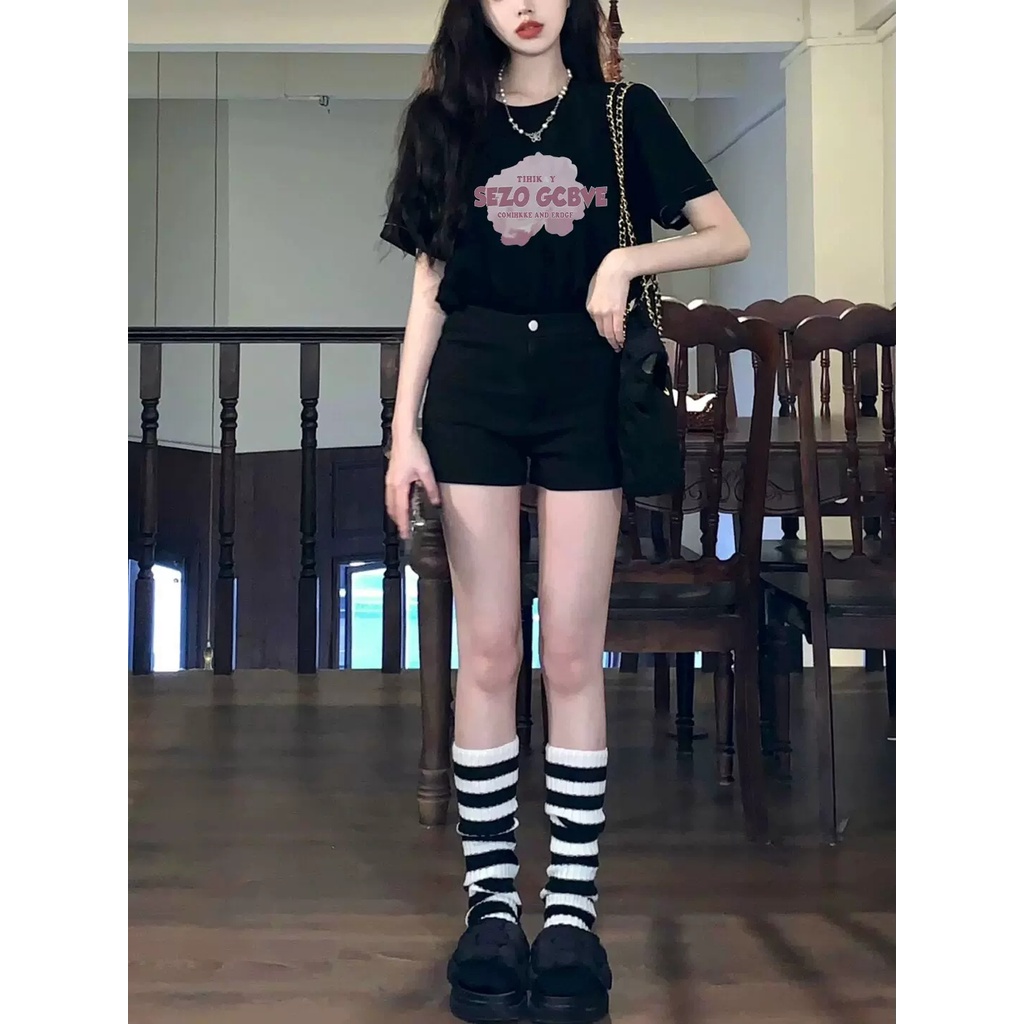 Áo Thun Tay Ngắn Hở Vai Màu Đen Phong Cách Mỹ Cổ Điển Thời Trang Mùa Hè Cho Nữ