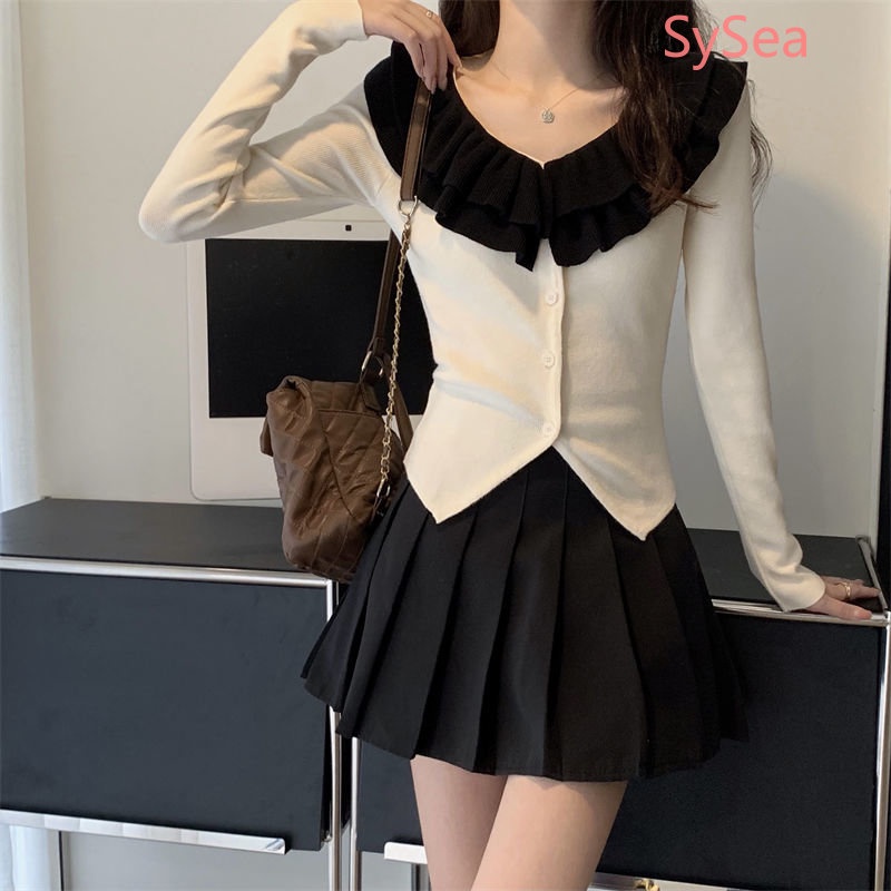 Áo Kiểu Cổ Chữ V Phối Bèo Thời Trang Mùa Xuân Cho Nữ