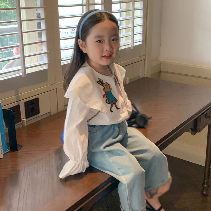 Áo Sơ Mi Tay Dài Họa Tiết Hoạt Hình Dễ Thương Cho Bé Gái