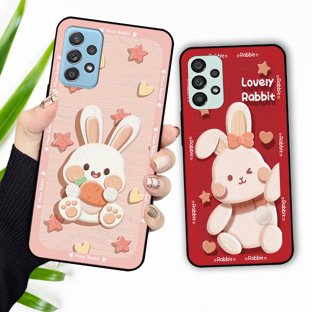 Ốp lưng Samsung A13 / A23 / A32 / A33 in hình caro đỏ, thỏ hồng may mắn, lovely rabbit
