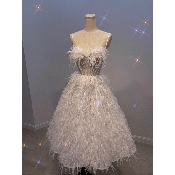 Đầm Xoè Cúp Đính Lông Cao Cấp